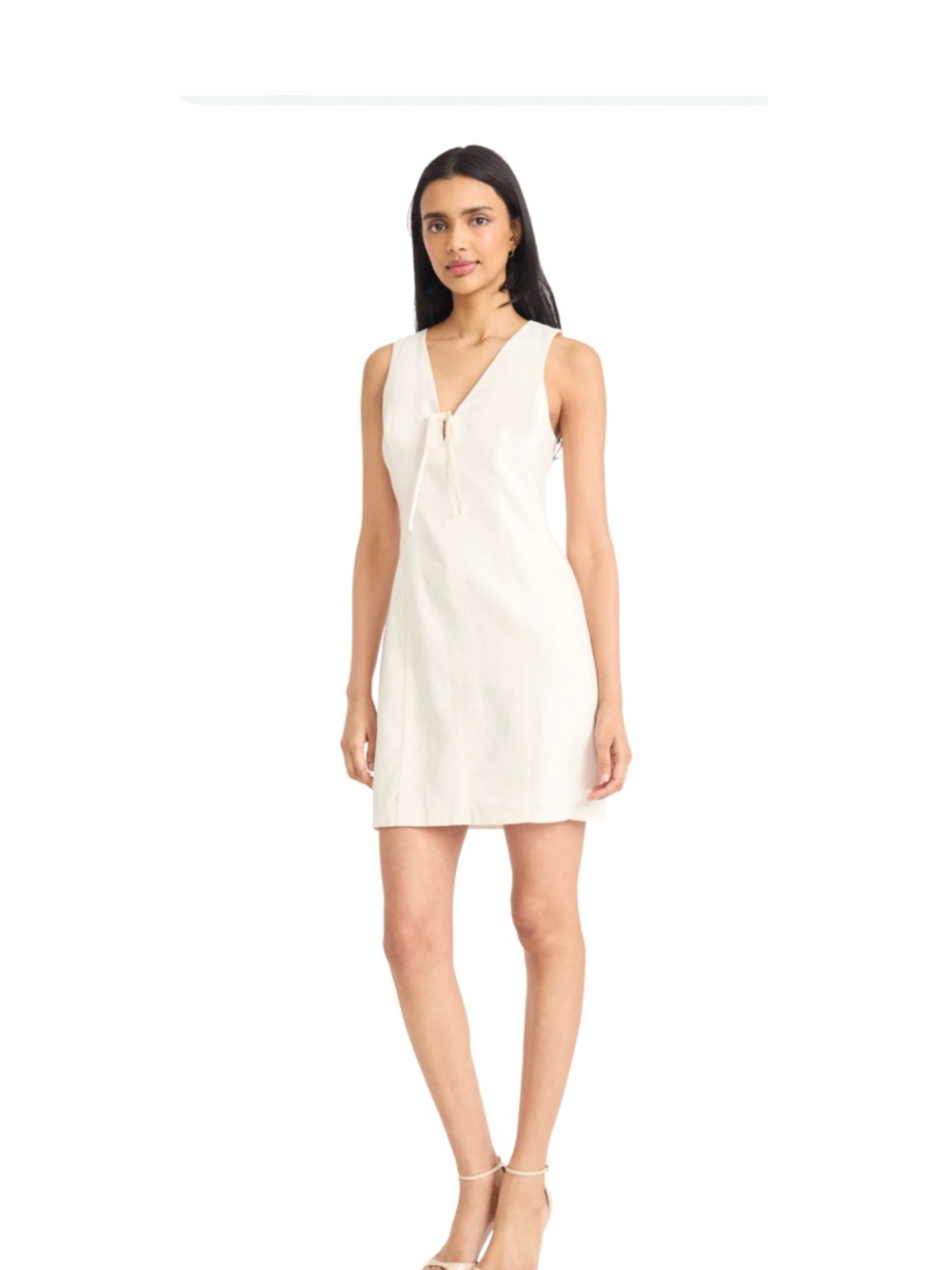 NWT Donna Morgan Sheath Dress Ivory V-Neck Short Sleeveless Midi Length Size 10